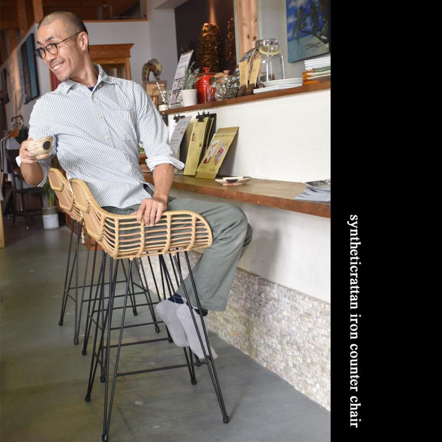 バリ島シンセティックラタン×アイアン カウンターチェア : KANMURYOU