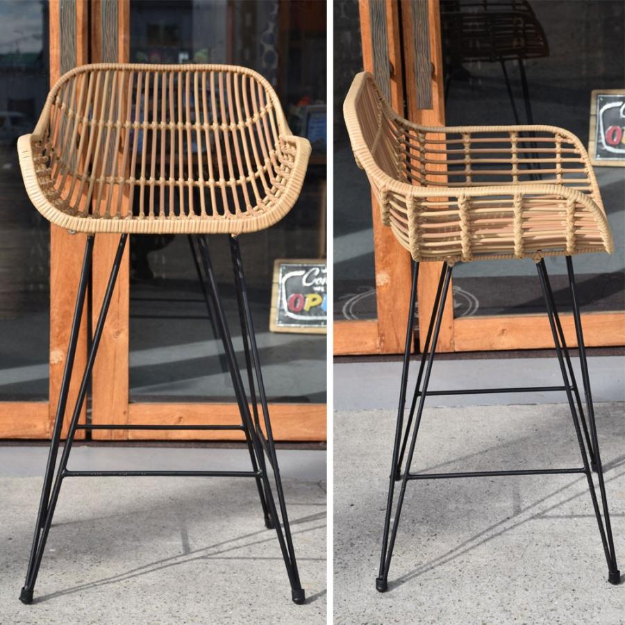 バリ島シンセティックラタン×アイアン カウンターチェア : KANMURYOU