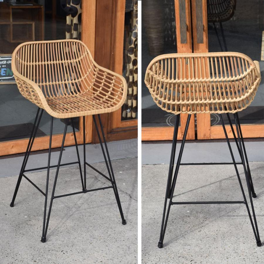 バリ島シンセティックラタン×アイアン カウンターチェア : KANMURYOU