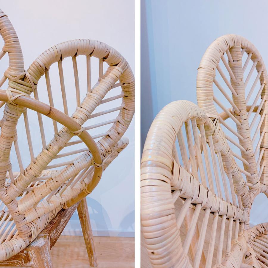 ラタン×チーク フラワーチェア ラタン×チーク無垢材フラワーチェア チェア おしゃれ 北欧