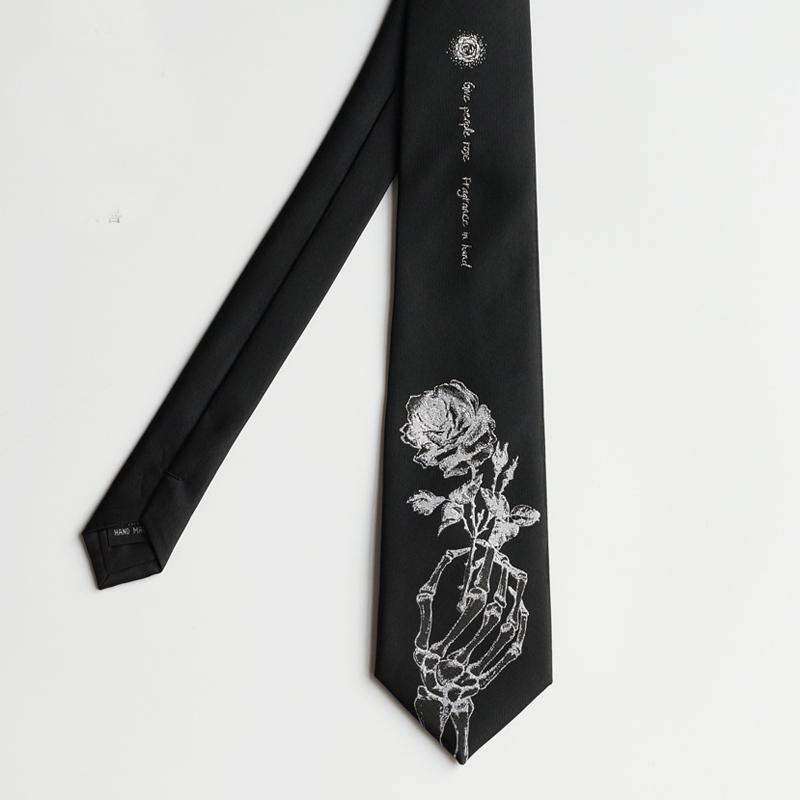 ネクタイ おしゃれ 柄 黒 髑髏 薔薇 モノトーン モード系 韓国ファッション 原宿 Y Kyo Store 通販 Yahoo ショッピング