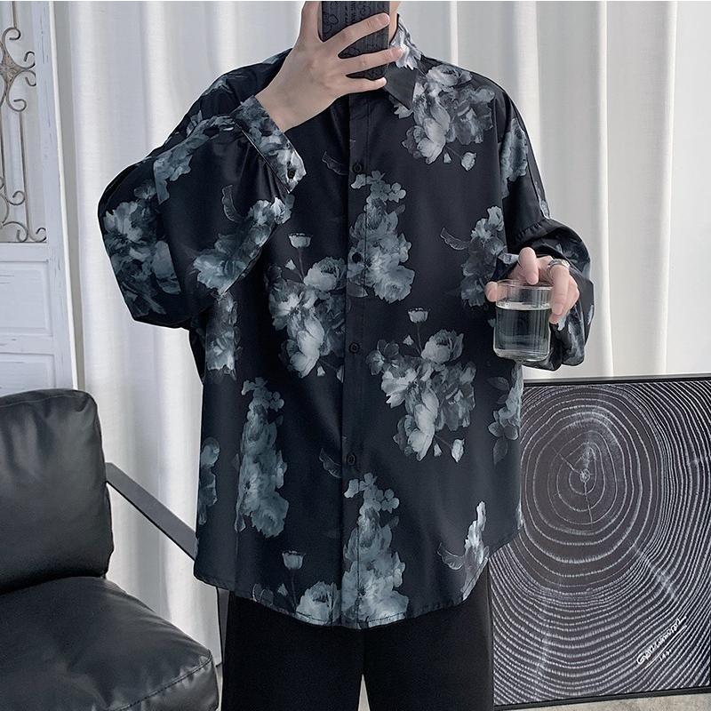 柄シャツ メンズ 長袖 派手 韓国 アシンメトリー 花柄 おしゃれ タイダイ柄 長袖 原宿系 韓国ファッション Y Kyo Store 通販 Yahoo ショッピング