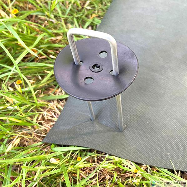 防草シート固定メッキピン 黒丸付 20cm 太さ4mm 200個入 コ型止めピン