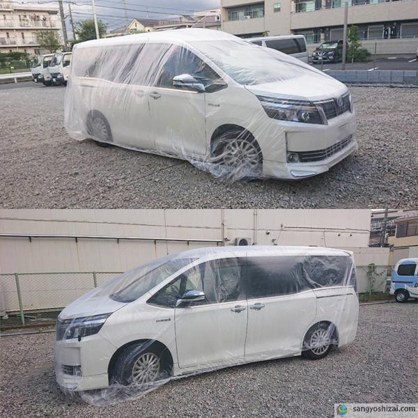 自動車養生カバー PEピュア 薄手タイプ LL ワンボックス車用 4.8m×7.5m