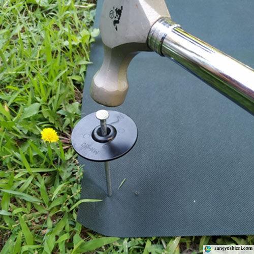 大頭釘 黒丸付き 長さ15cm 太さ5mm 200個入/CS 黒丸釘 押さえピン 押さえ釘 デカピン パッドセット 防草シート 農用シート 除草シート 人工芝 造園 ガーデニング | ブランド登録なし | 10