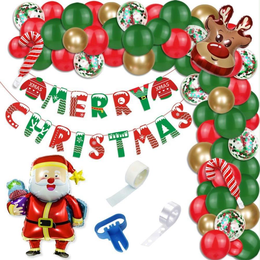 クリスマス バルーンアーチ 94点set ガーランド サンタ 飾り付け 装飾