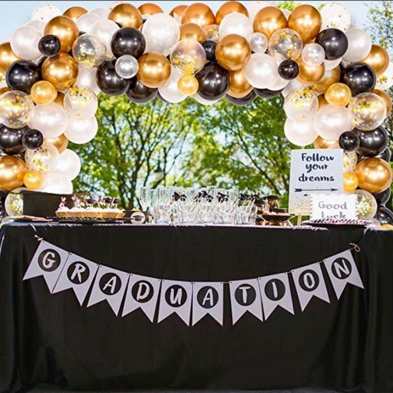バルーンガーランド 装飾 黒白金 アーチ パーティー 風船 セット