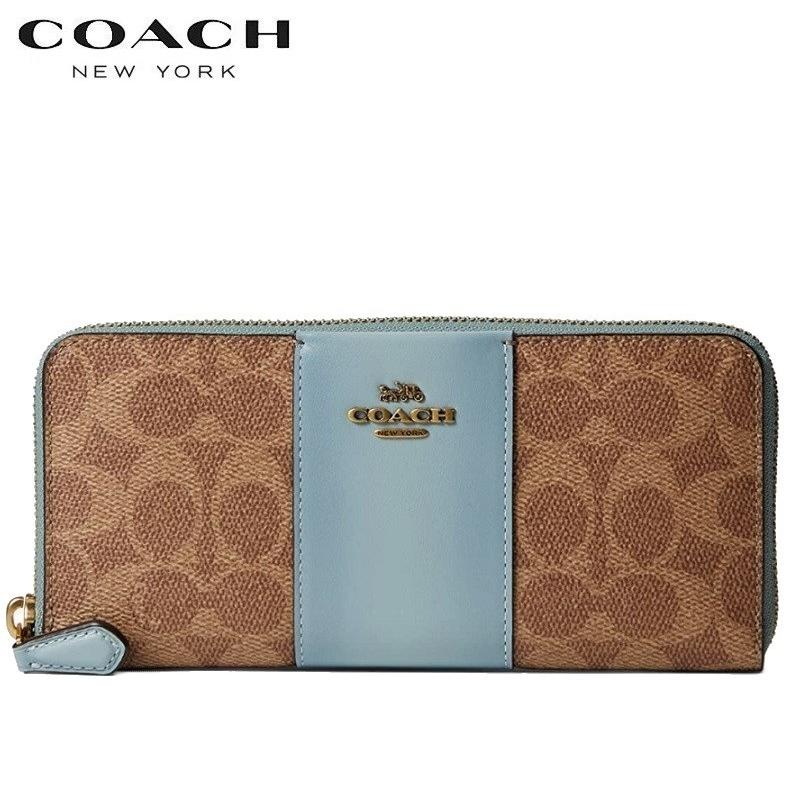 コーチ Coach 22新作セール コーチ 財布 新作 コーチ 長財布 Coach カラー ブロック シグネチャー スリム アコーディオン ジップ ウオレット タン アクア Taaq Ca24 Kanon Story Yahoo ショップ 通販 Yahoo ショッピング