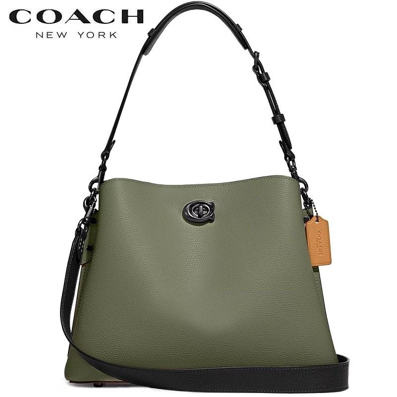 かわいい 500円分クーポン コーチ マルチ グリーン アーミー カラーブロック バッグ ショルダー ウィロウ Coach 22