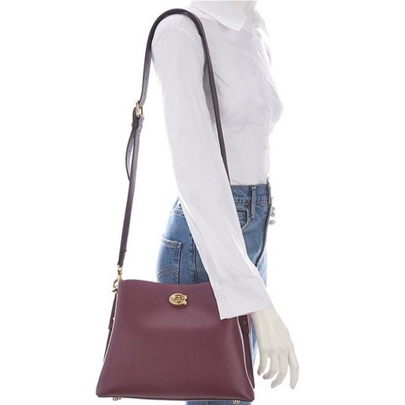 コーチ バッグ 即発送可能 新作 2way ショルダーバッグ COACH ウィロウ ショルダー バッグ カラーブロック デープ ベリー マルチ 正規品の画像