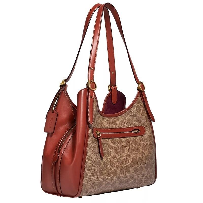 コーチ COACH 新作 ショルダーバッグ ブティックライン COACH ロリ ショルダーバッグ コーティドキャンバス シグネチャー タンラスト 正規品 日本未入荷の画像