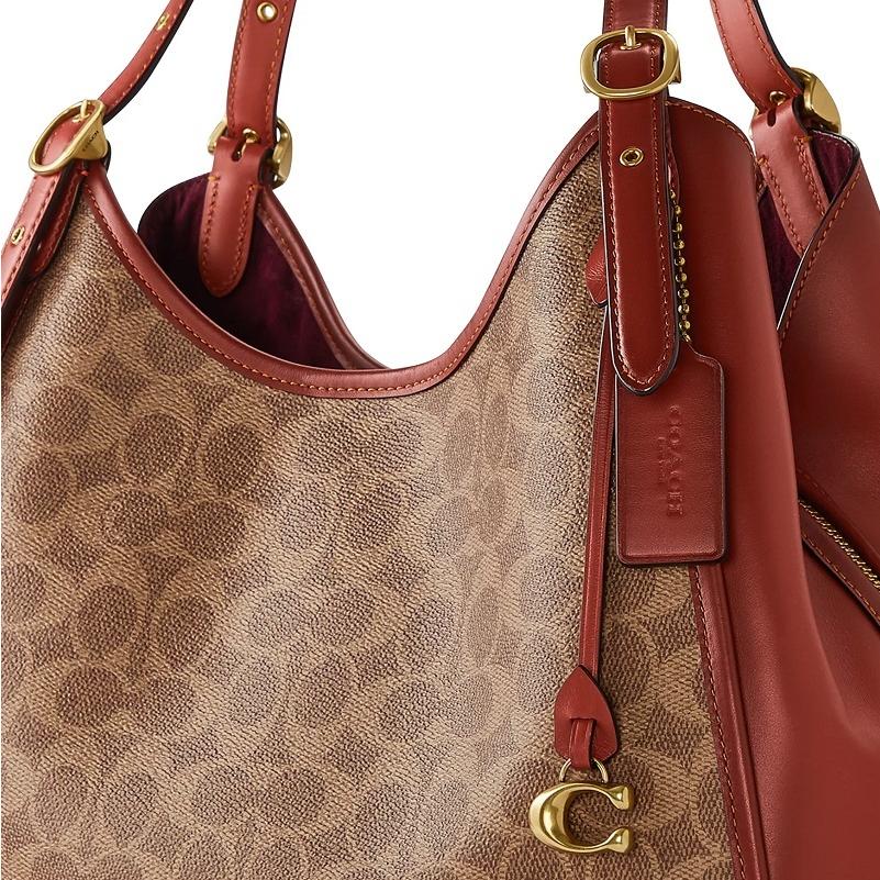 コーチ COACH 新作 ショルダーバッグ ブティックライン COACH ロリ ショルダーバッグ コーティドキャンバス シグネチャー タンラスト 正規品 日本未入荷の画像