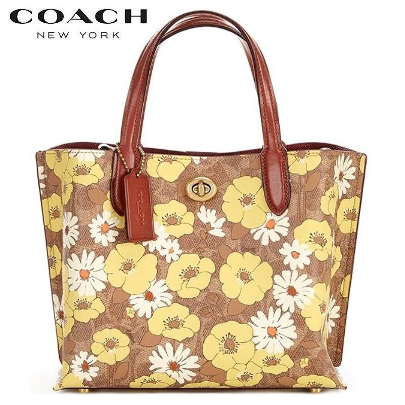 新作 COACH コーチ トートバッグ 正規品 ペブル レザー ローズ