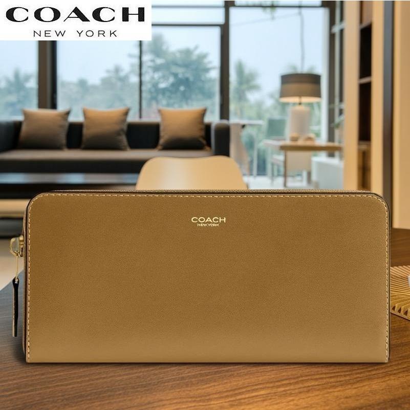 新品 未使用 COACH コーチ 三つ折り財布 ブロンズ レザー 肉厚 COACH（コーチ） 長財布 新作 CS032 レディース メンズ 2025春新作