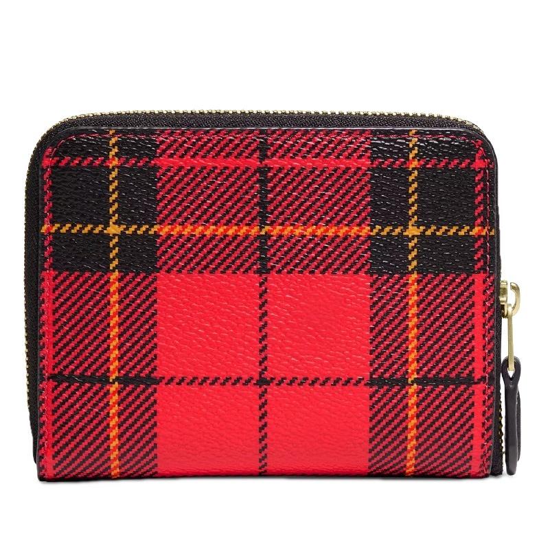 週末限定値下げ！コーチ　二つ折り財布　赤　新品 COACH（コーチ） 二つ折り財布 新作セール プレイド プリント スモール