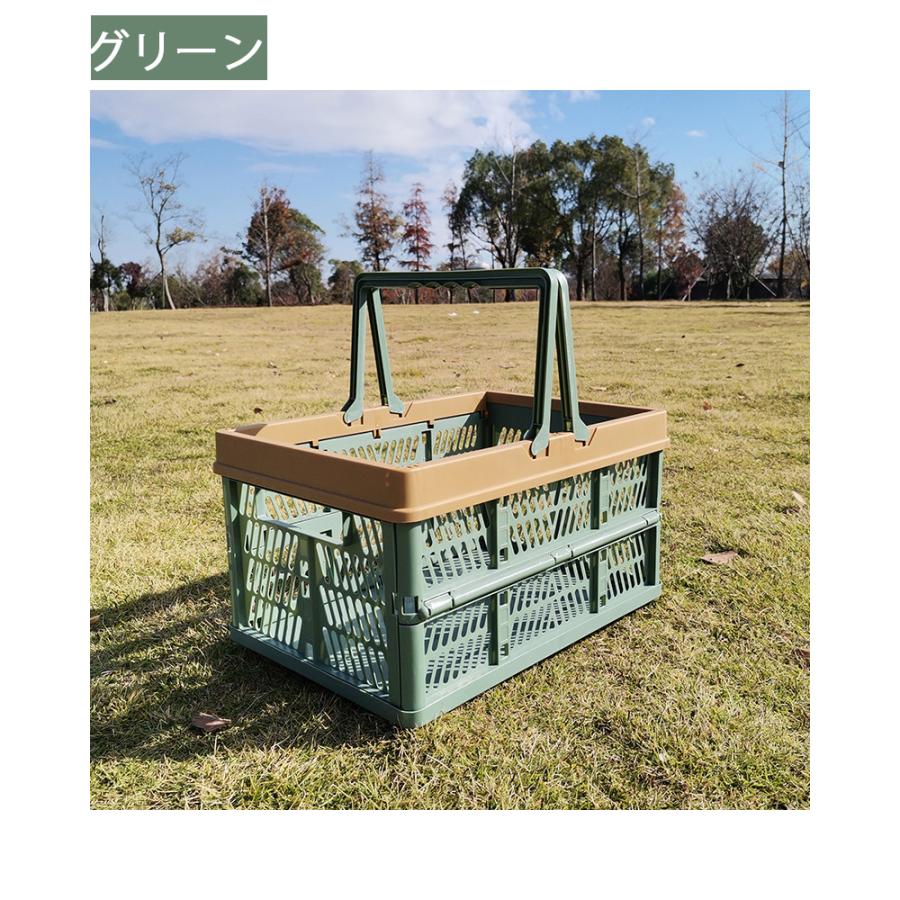 かご バスケット 折りたたみバスケット大きい 収納 ランドリー 買い物かご  レジャー バッグ  ショッピングバスケット　ハンドル付 L / 折りたたみ コンテナ |  | 13