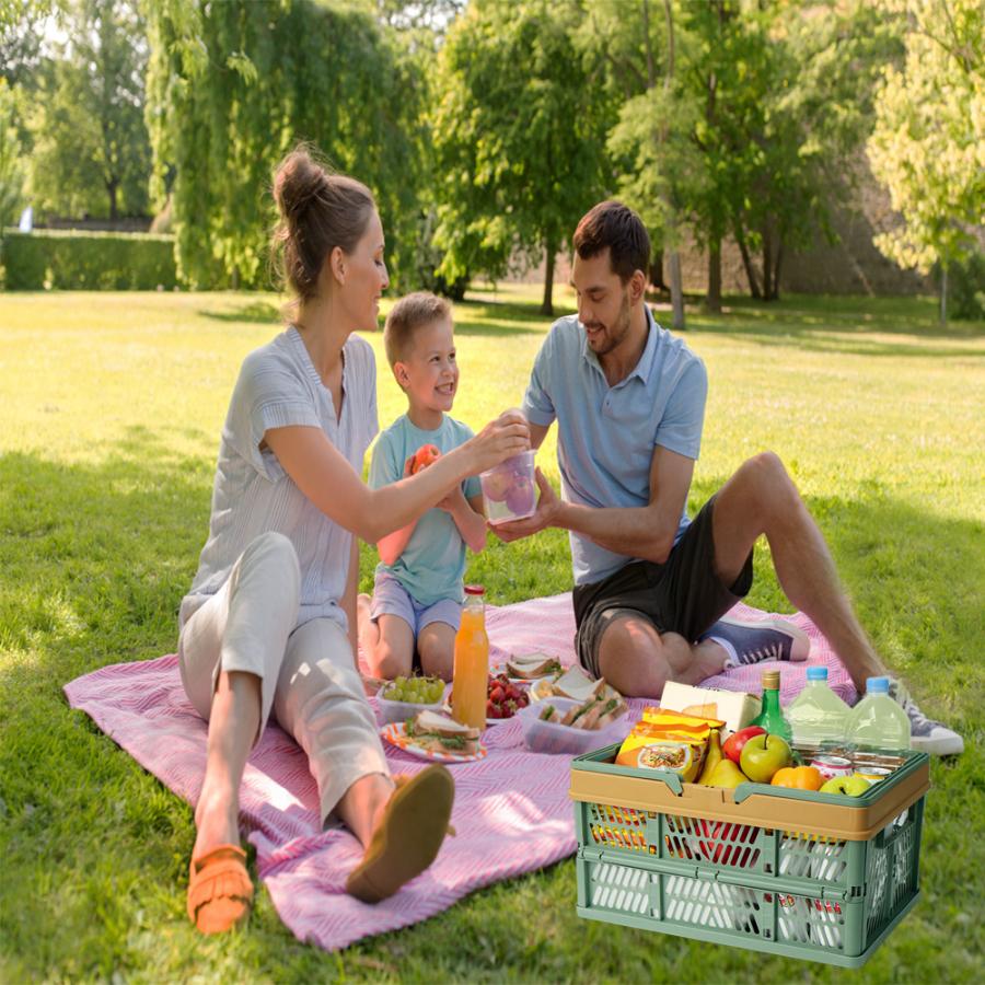 かご バスケット 折りたたみバスケット大きい 収納 ランドリー 買い物かご  レジャー バッグ  ショッピングバスケット　ハンドル付 L / 折りたたみ コンテナ |  | 06