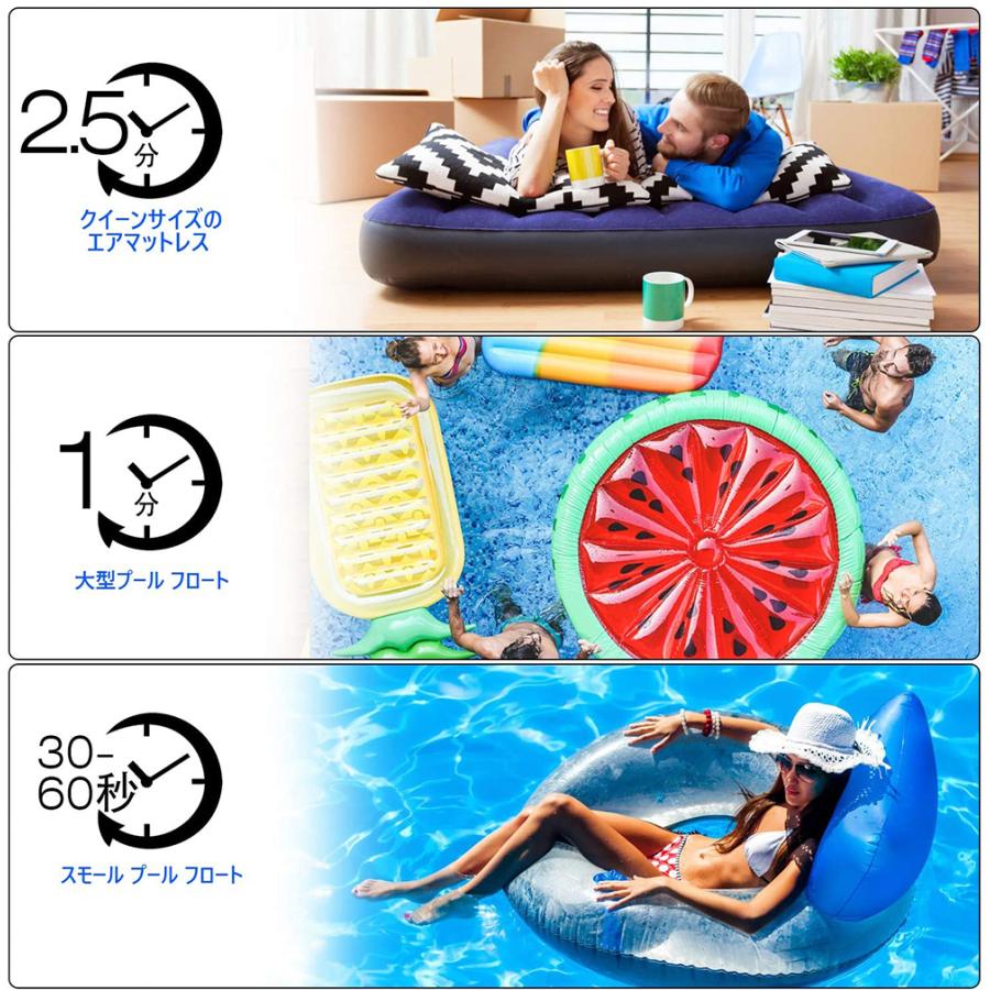 充電式エアダスター 夏 浮き輪 空気抜き 空気入れ プール 充電式 小型 電動エアポンプ 3種類ノズル付き プール空気入れ空気抜き両対応