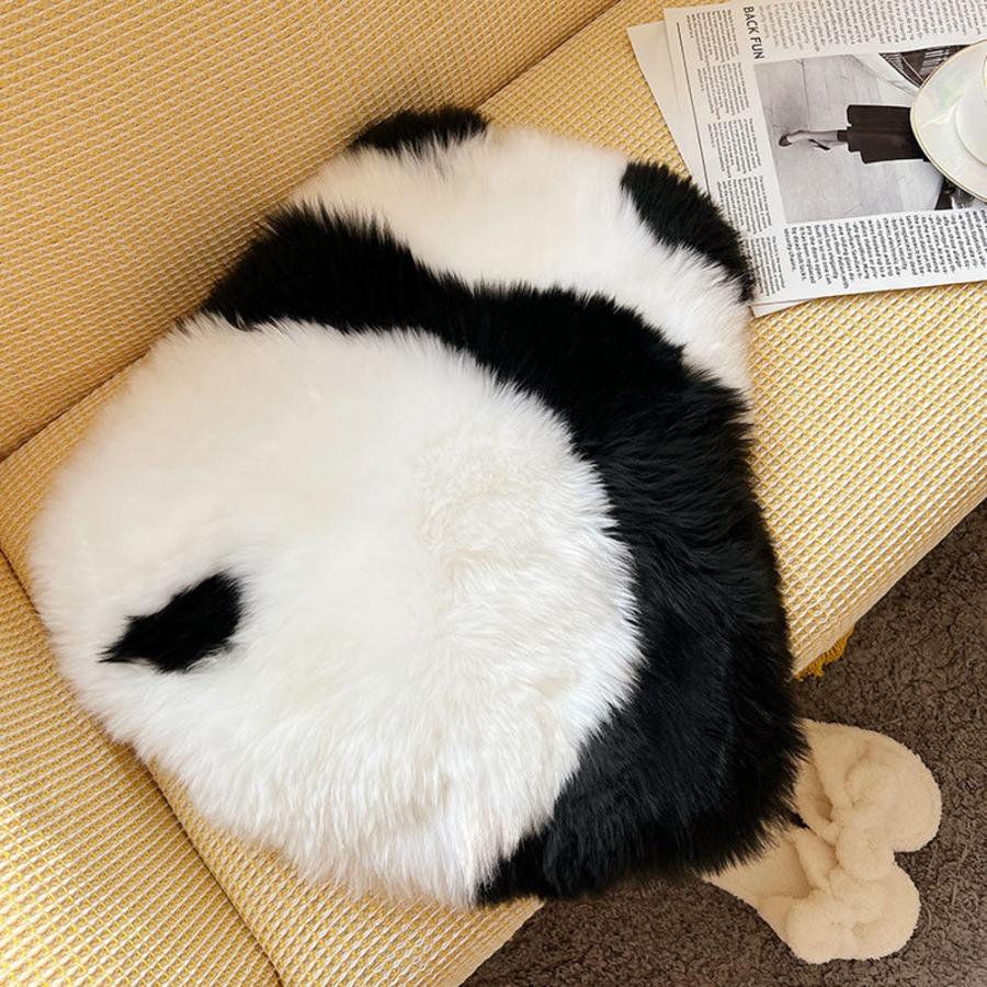 ラグ ムートン 羊毛 パンダ マット 100%原皮 座布団 敷物 暖かい