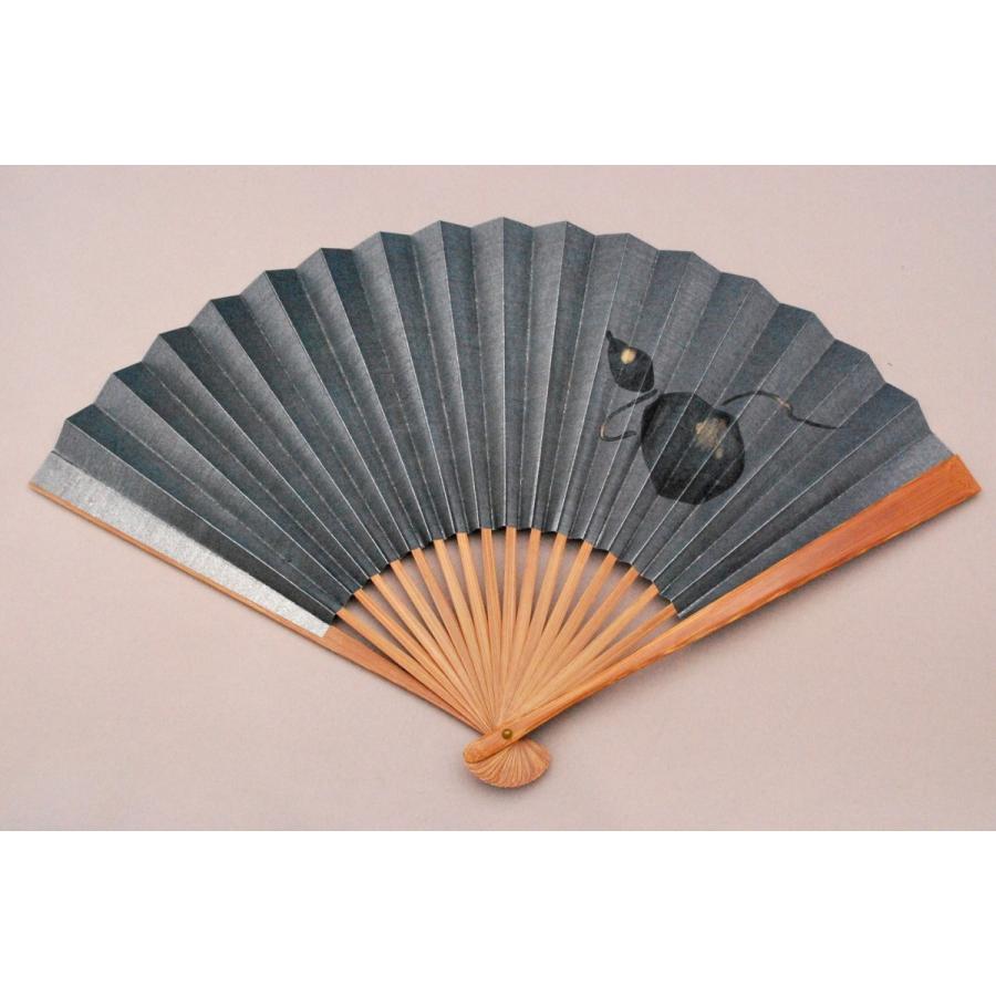 京風庵大むら 紳士用 七寸五分 平骨手描き和紙京扇子 瓢箪なまず