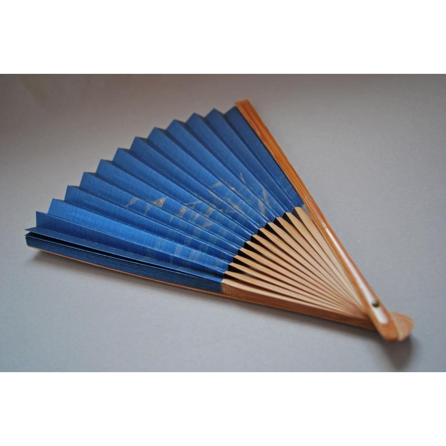 京風庵大むら 紳士用 七寸五分 色引き和紙京扇子 鯉（青