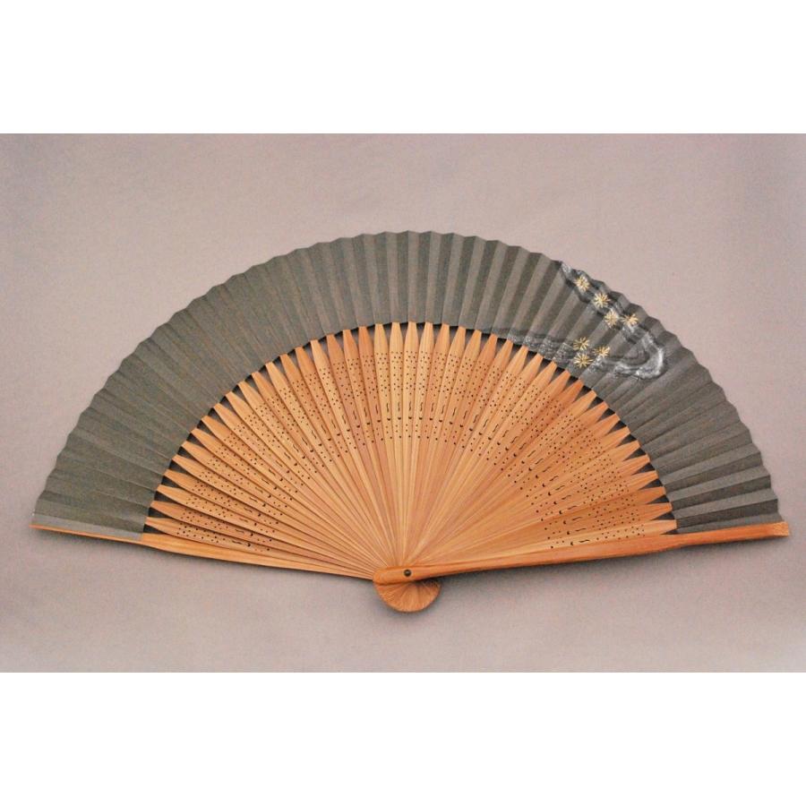 京風庵大むら 紳士用 七寸五分 45間短地典具紙京扇子 亀（茶） : 加納