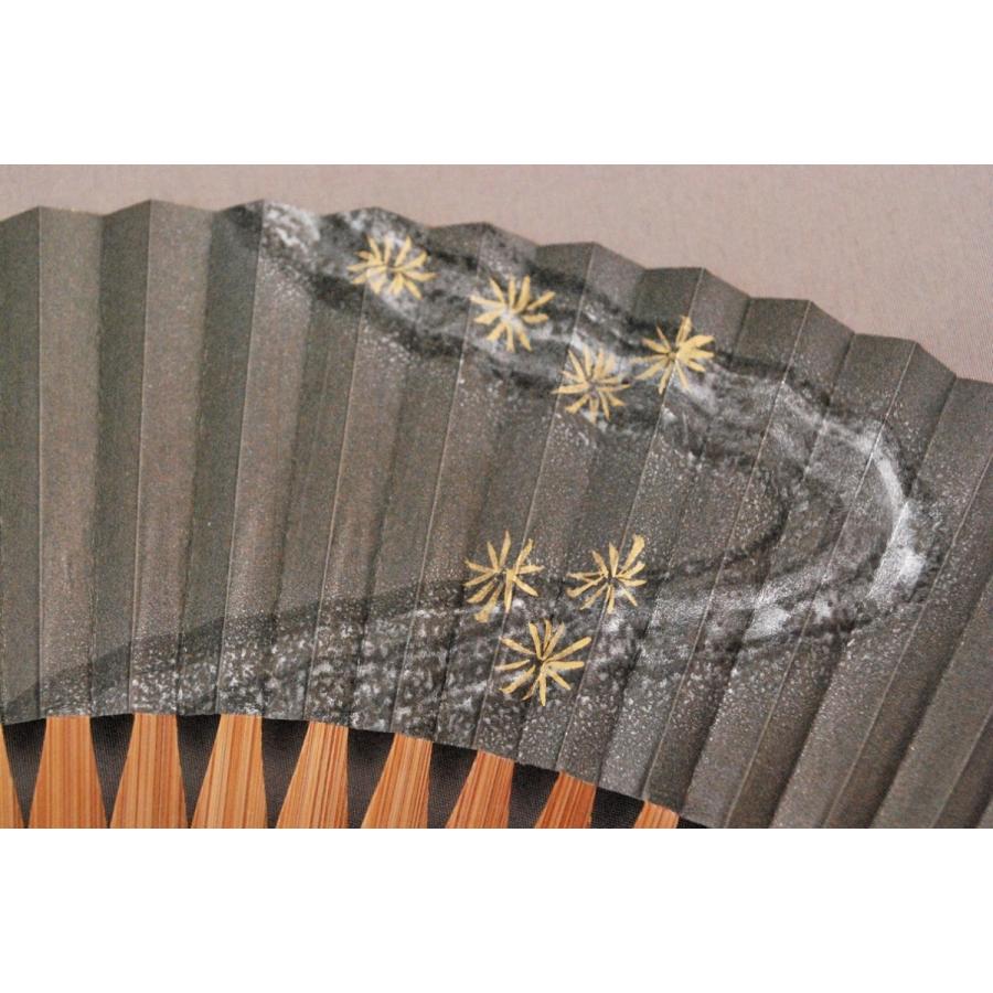 京風庵大むら 紳士用 七寸五分 45間短地典具紙京扇子 亀（茶） : 加納