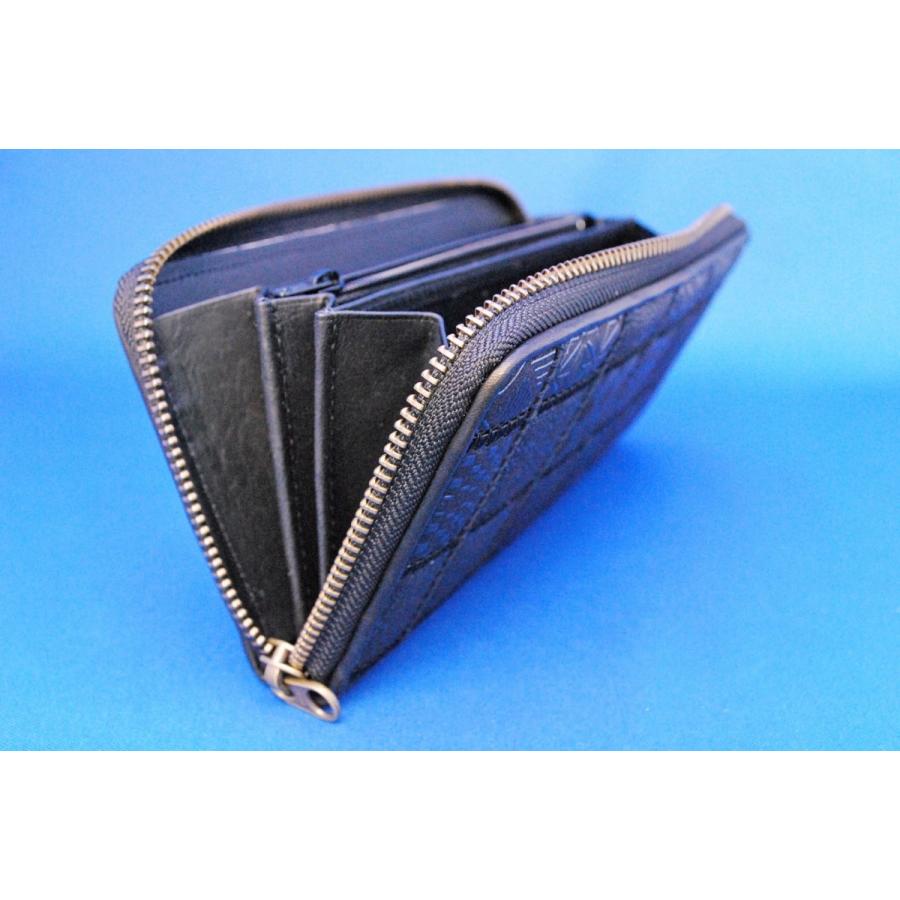 パッチワーク印伝 ラウンドファスナー長財布（黒） : 加納屋北岸