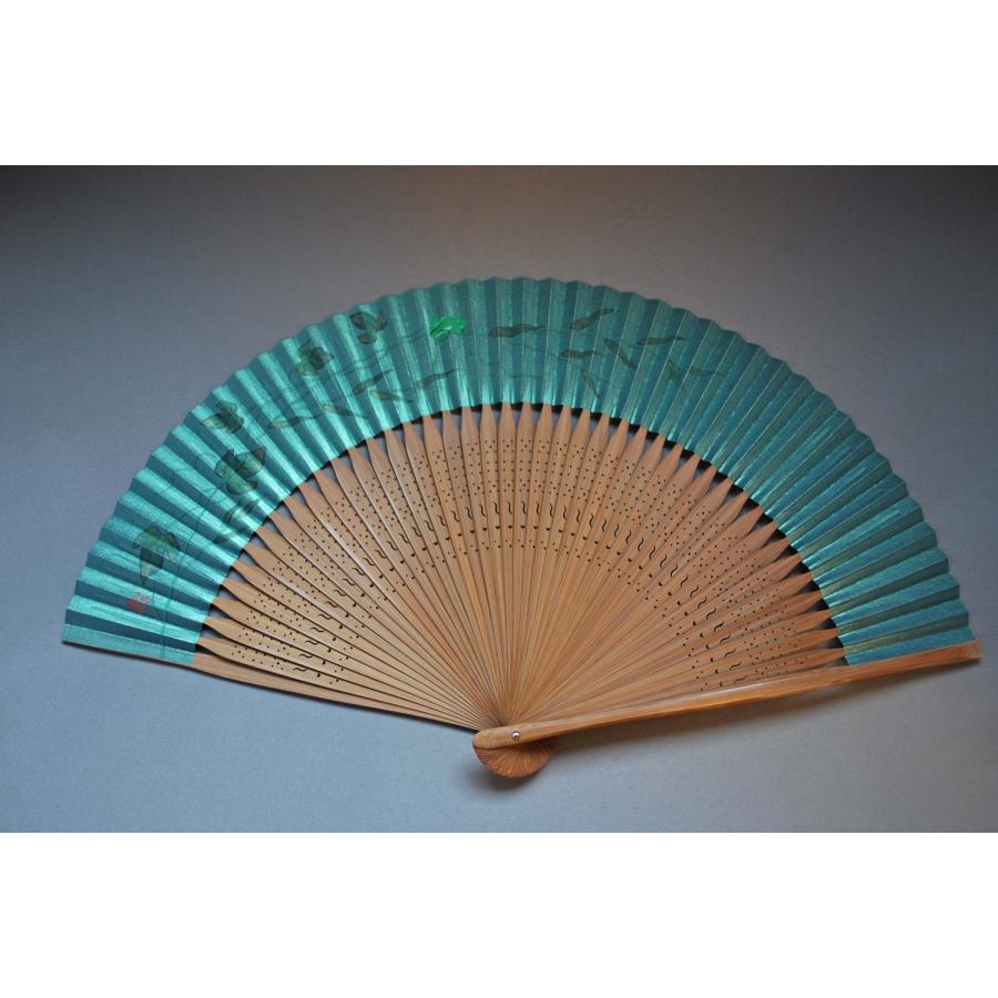 京風庵大むら 紳士用 七寸五分 45間短地和紙京扇子 雨蛙(玉虫） : 加納