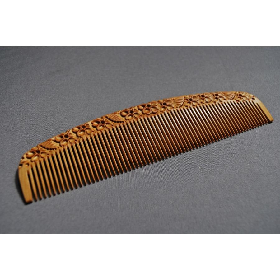 本つげ櫛（彫り） 桜 （ケース付き）細目 5.5寸 : 加納屋北岸 - 通販