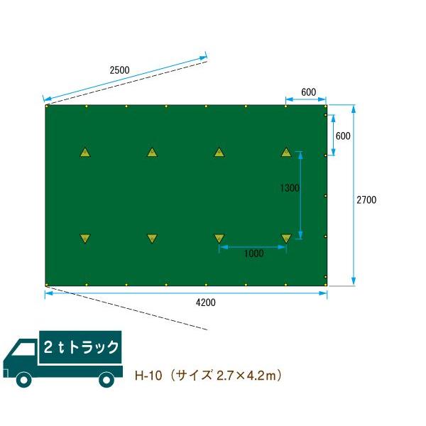 トラックシート 2t トラック カバー サイズ 2.7ｍ×4.2ｍ 平シート ゴムバンド付 H-10｜kanryu