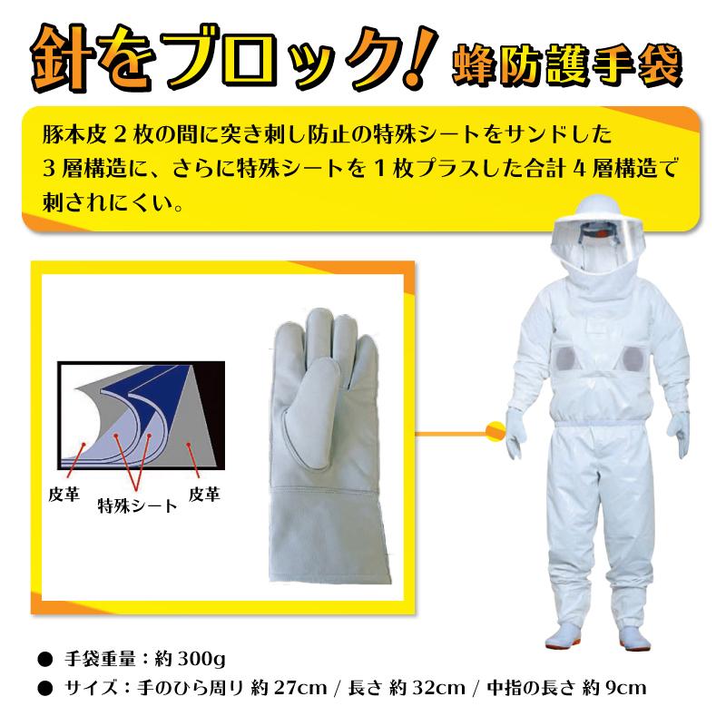 蜂防護手袋 プロ仕様 ４層構造 蜂の巣 塊 オオ キイロ スズメ バチ 虫 日 よけ 害虫 駆除 夏 対策