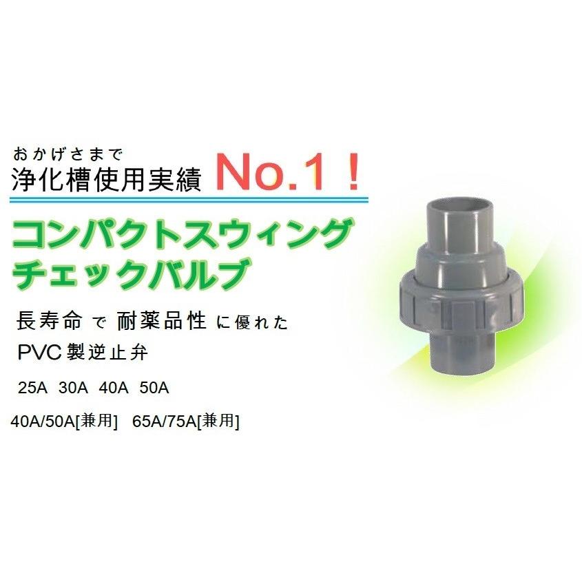 関西化工 逆止弁 ポンプ チャッキ弁 逆流防止 コンパクトスウィングチェックバルブ 50A 10個セットの画像
