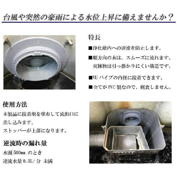 関西化工　ゲリラ豪雨　逆流　排管　逆流防止弁 200Ａ VP用 順方向_2