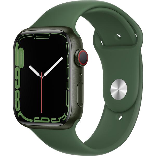 Apple Watch Series7 45mm Cellular グリーンアルミ/スポーツバンド クローバー MKJR3J/A スマートウォッチ本体