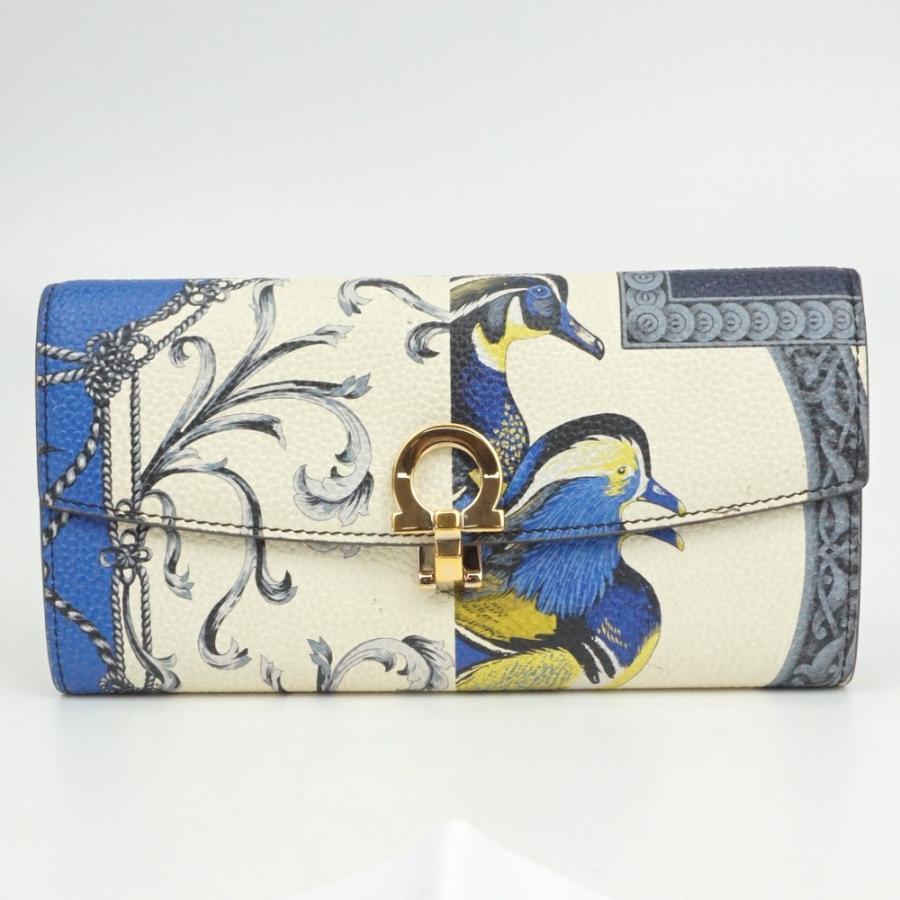 FERRAGAMO FERRAGAMO フェラガモ ガンチーニ長財布 鳥柄 FERRAGAMO FERRAGAMO フェラガモ ガンチーニ長財布 鳥柄
