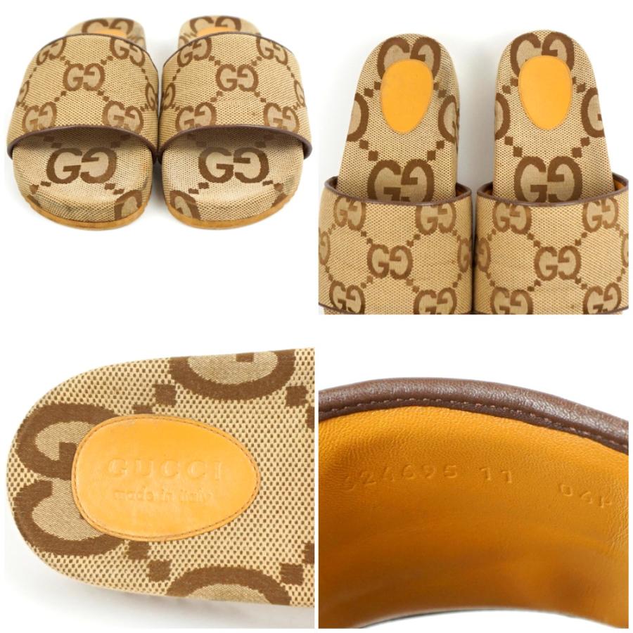 GUCCI グッチ 624695 ジャンボGGキャンバススライドサンダル GUCCI グッチ 624695 ジャンボGGキャンバススライドサンダル