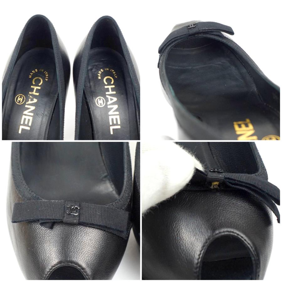 CHANEL CHANEL シャネル オープントゥパンプス ブラック 黒 CHANEL CHANEL シャネル オープントゥパンプス ブラック 黒