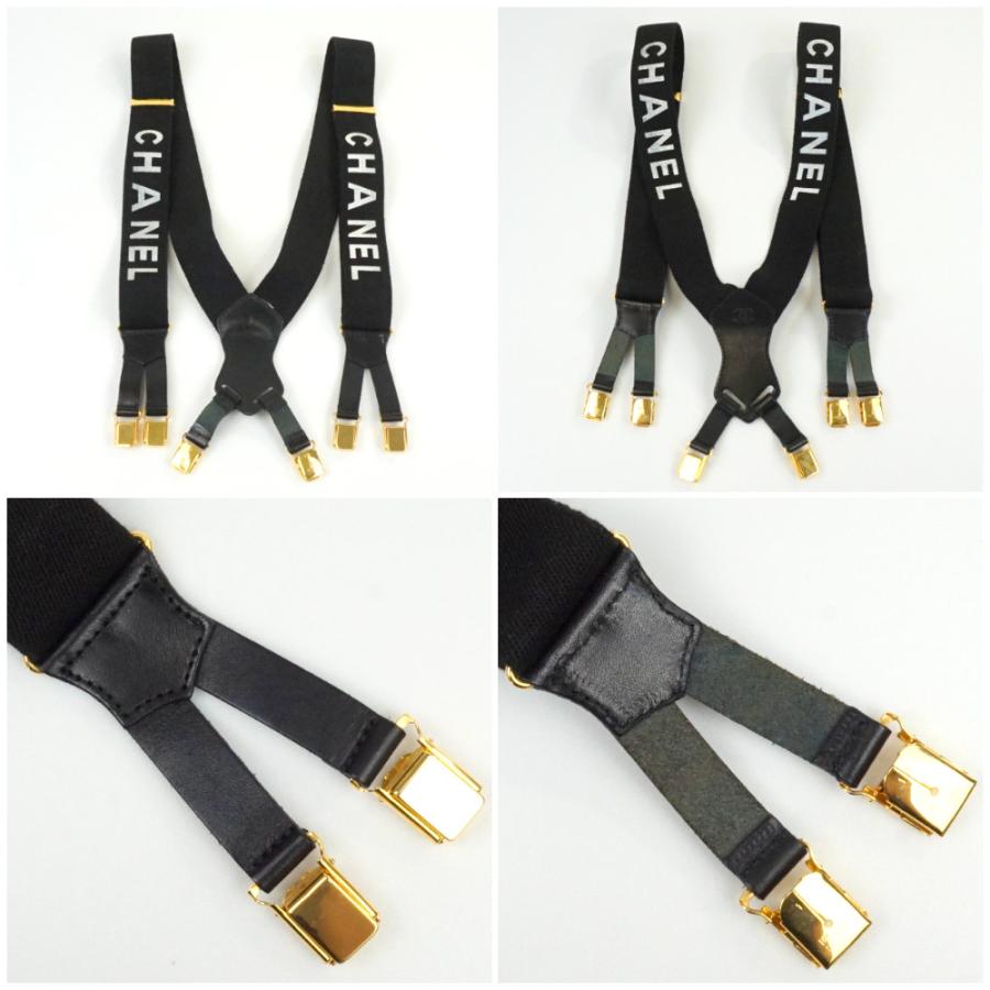 CHANEL CHANEL シャネル サスペンダー ブラック 黒 ゴールド金具 CHANEL CHANEL シャネル サスペンダー ブラック 黒 ゴールド金具