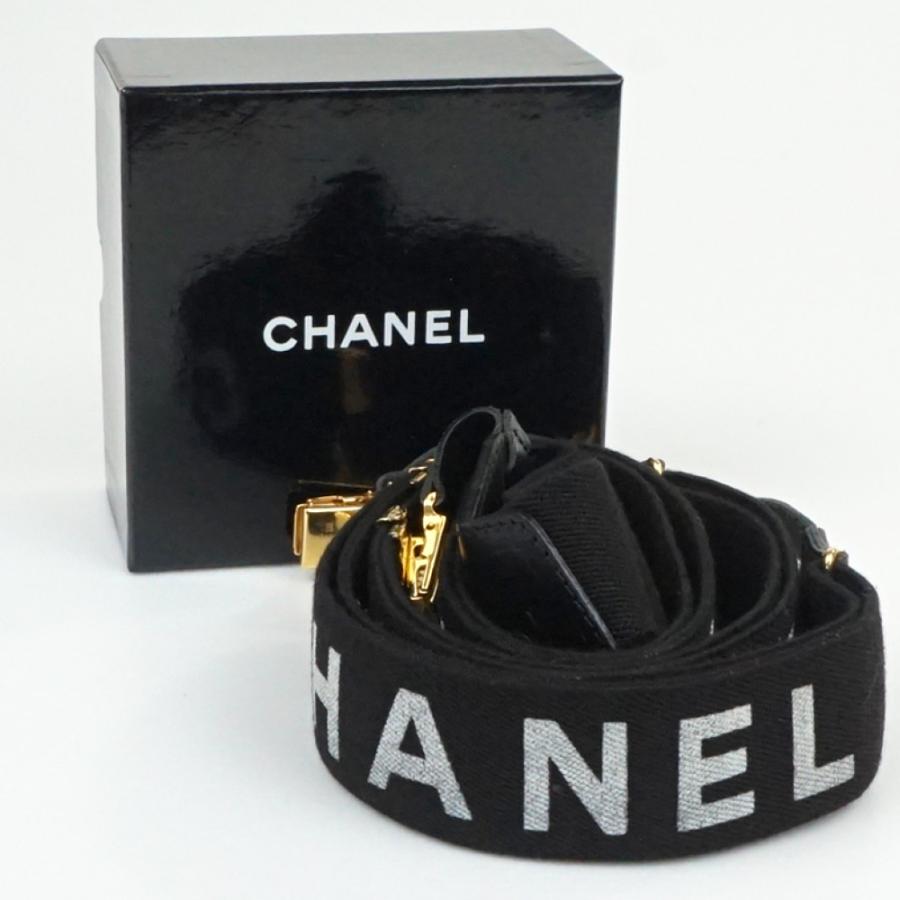 CHANEL CHANEL シャネル サスペンダー ブラック 黒 ゴールド金具 CHANEL CHANEL シャネル サスペンダー ブラック 黒 ゴールド金具
