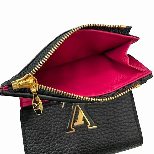 【美品】 LOUIS VUITTON ルイヴィトン M68587 ポルトフォイユ・カプシーヌ XS  ブラック レディース イニシャル入り【中古】｜kanteikyoku-store｜09