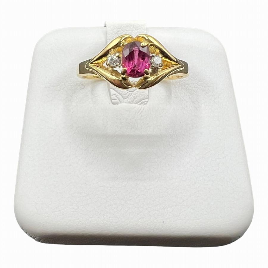 ゴールド ルビー ダイヤモンド リング K18 R0.42ct D0.03ct 2.5g 9号  