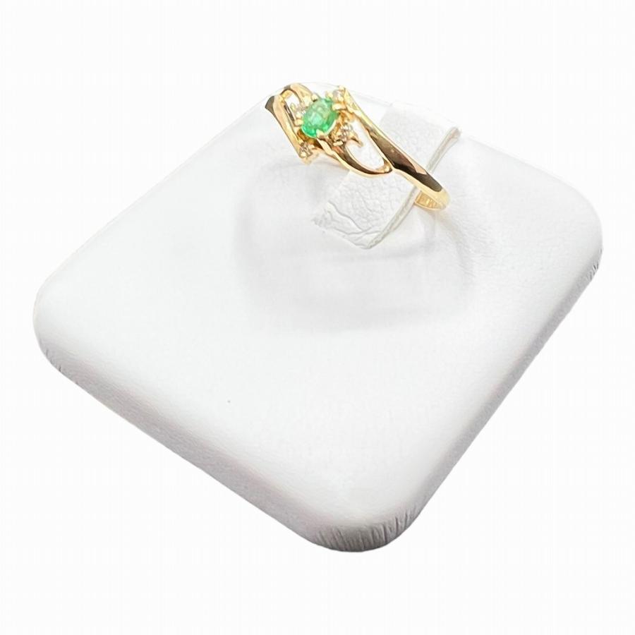 ゴールド エメラルド ダイヤモンド リング K18 E0.10ct D0.02ct 1.1g 8号 指輪 レディース アクセサリー 【中古 ...