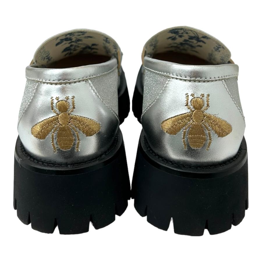 GUCCI グッチ ホースビットローファー Bee ラメ シルバー系 GUCCI グッチ ホースビットローファー Bee ラメ シルバー系