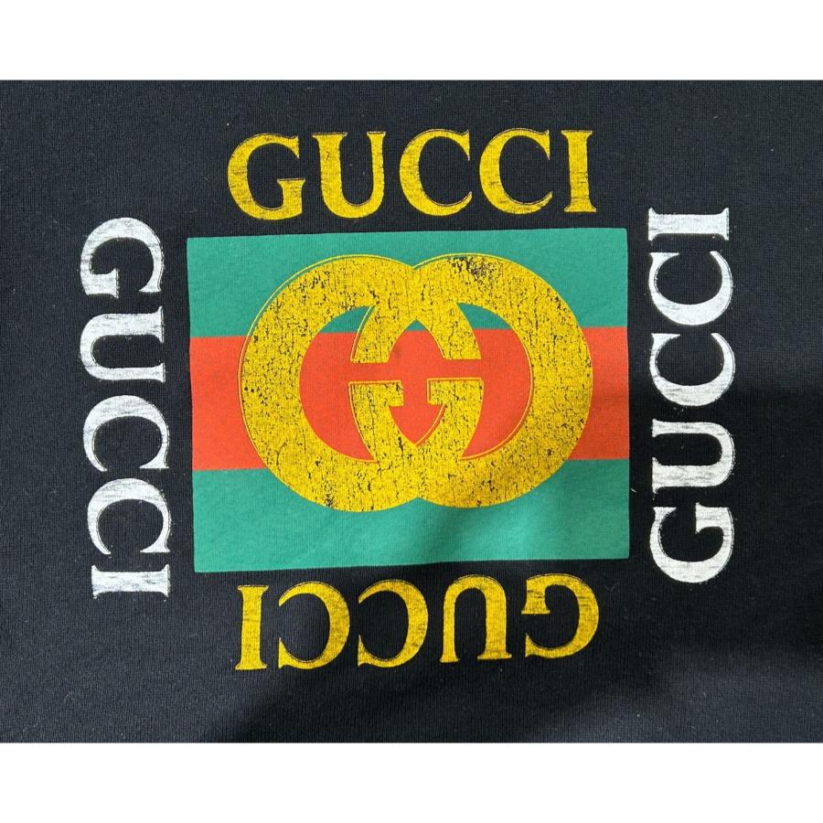 GUCCI グッチ 454569-X5J57 ビンテージロゴ ダメージ加工 クルーネック スウェット トレーナー トップス ネイビー系 メンズ レディース【中古】｜kanteikyoku-store｜04