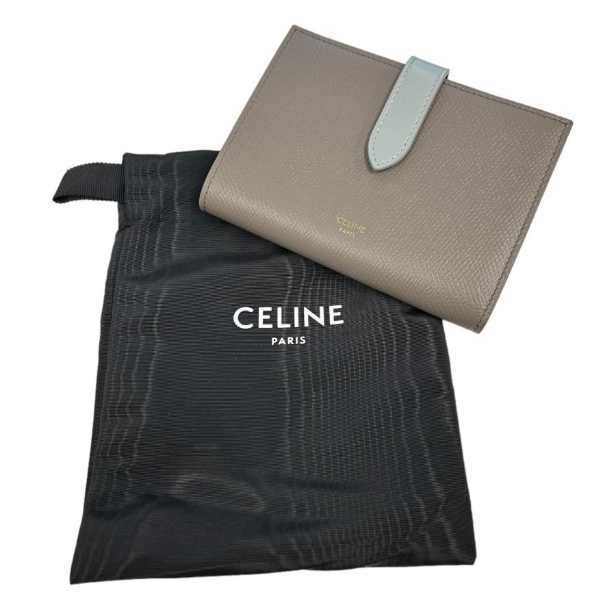 CELINE セリーヌ 10B643BBRU ミディアムストラップウォレット グレー系 コンパクト財布 バイカラー グレインドカーフスキン 【中古】｜kanteikyoku-store｜08