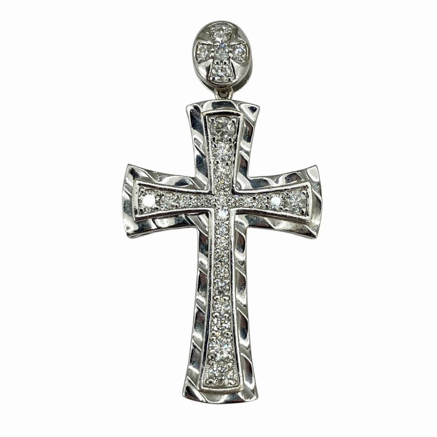 中古】｜ゆきざき YOBIKO ヨビコ K18WG ダイヤモンドクロスペンダント 