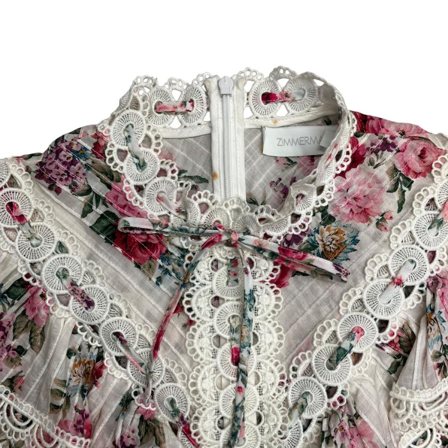 ZIMMERMANN ジマーマン ワンピース ミディ丈ドレス 花柄 ホワイト