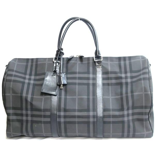 BURBERRY バーバリー チェック柄 2WAY ボストンバッグ グレー ブラック 
