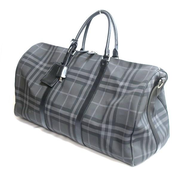 BURBERRY バーバリー チェック柄 2WAY ボストンバッグ グレー BURBERRY バーバリー チェック柄 2WAY ボストンバッグ グレー